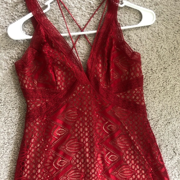 Guess NWOT Long Red Net Dress - Picture 7 of 16